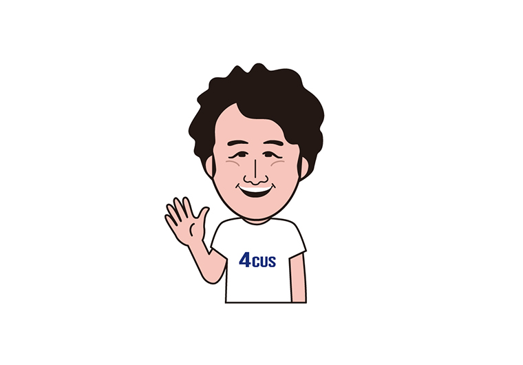明石・神戸のハウスクリーニング・エアコンクリーニング屋さん『4cus』様の似顔絵・名刺を制作いたしました！